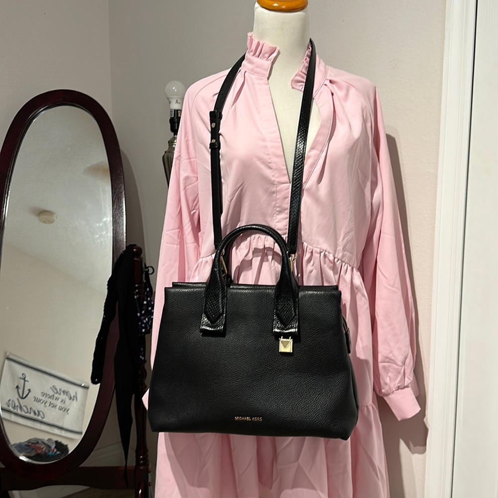 Michael Kors, black leather handbag